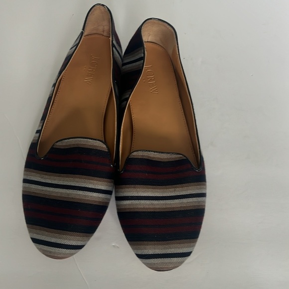 J CREW Striped Textile‎ Flats Loafers Shoes Blue Maroon Size 9.5 ♣️ - Picture 3 of 7